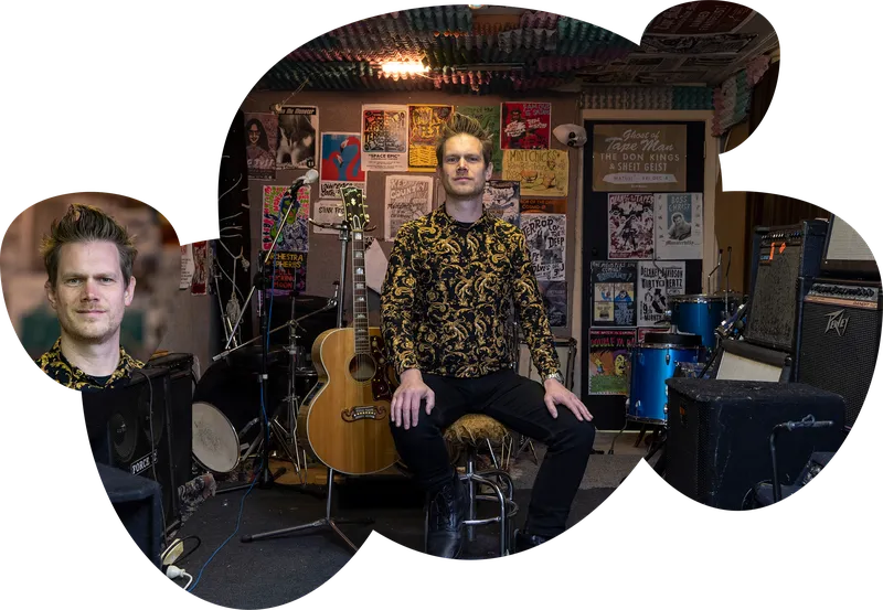 RealMe photo of man in his music studio