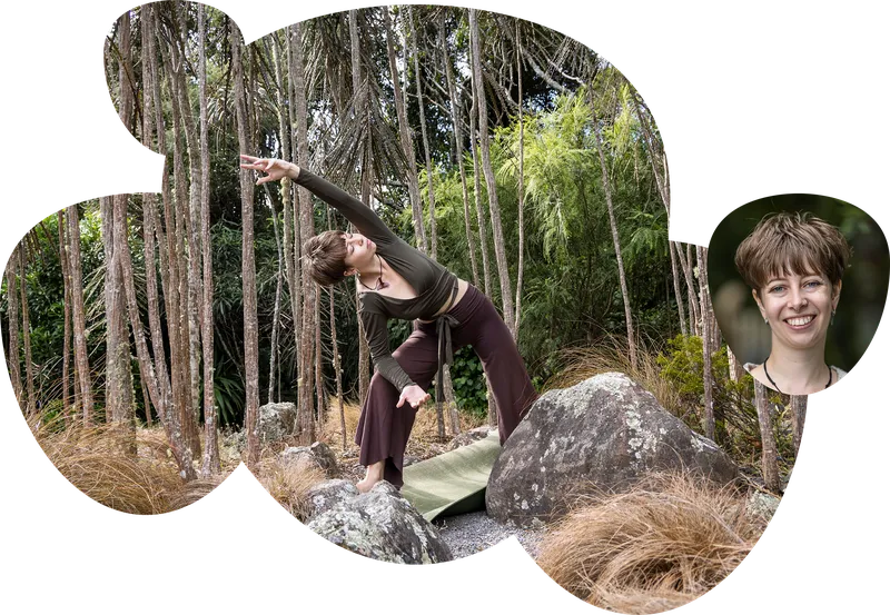 RealMe photo of woman doing yoga in forest
